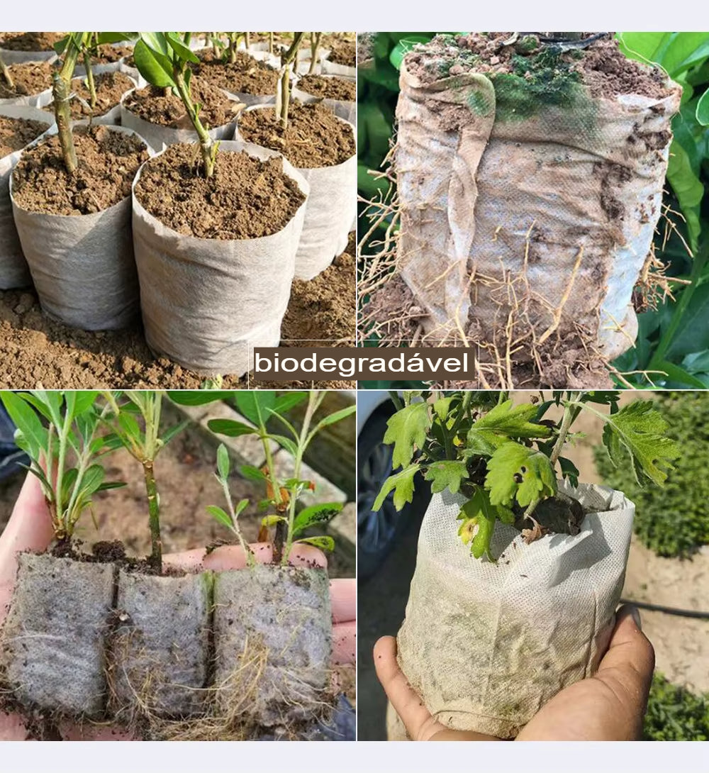 Berçário biodegradável cresce sacos, bolsa de tecido, mudas de plantas potes, ecológico, bolso de aeração para flores e vegetais crescem, 100PCs