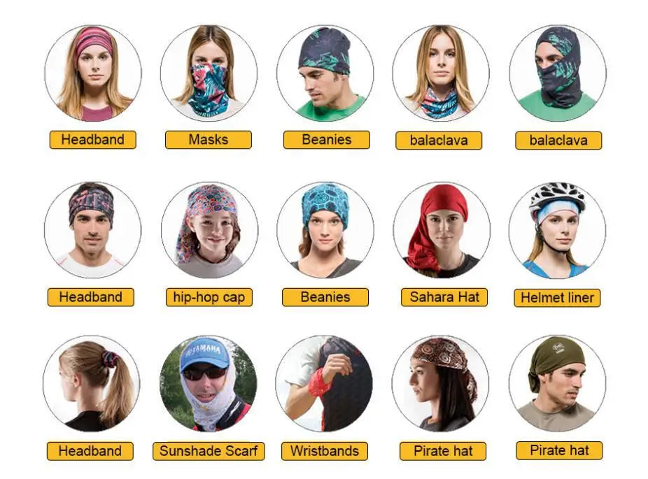 Balaclava Unisex Bandana, Tubo do crânio, Lenço do pescoço, Aquecedor, Tampa do rosto, Lenço de cabeça, Headband, Headwear, proteção