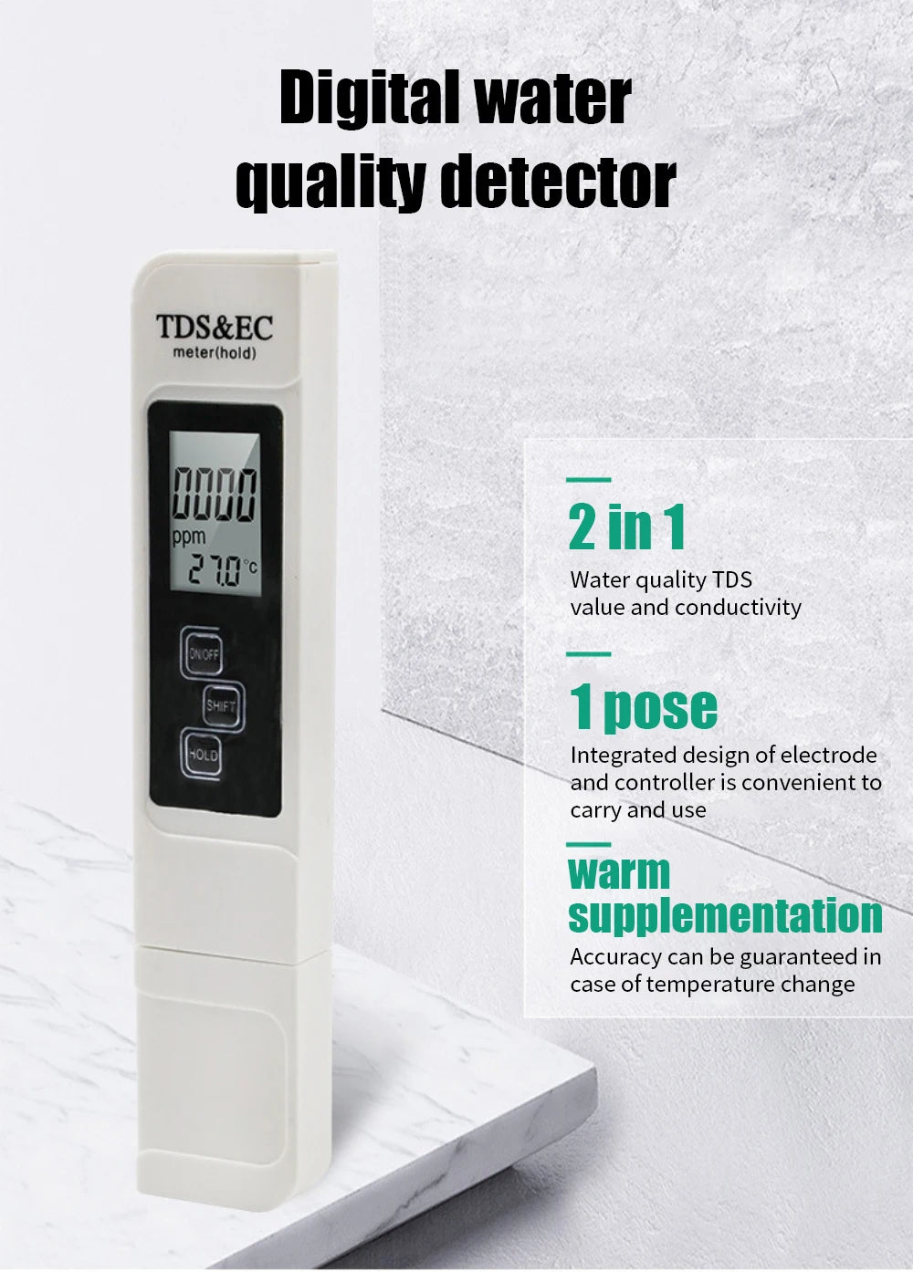 TDS Digital - Testador de Água, Caneta de Teste, Medidor de Qualidade da Água