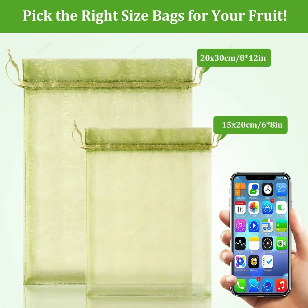 10-200 pçs sacos de proteção de frutas de plantas uvas crescer sacos jardim anti-pássaro rede saco de malha vegetal morango sacos ferramentas de jardim