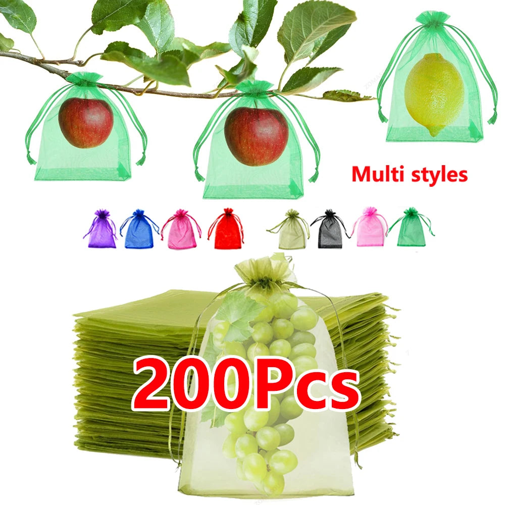 10-200 pçs sacos de proteção de frutas de plantas uvas crescer sacos jardim anti-pássaro rede saco de malha vegetal morango sacos ferramentas de jardim