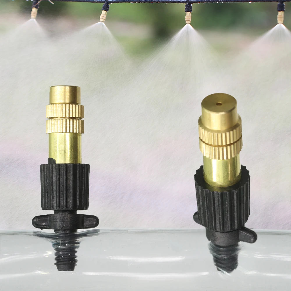 Micro Drip Irrigation Misting Brass Nozzle, Humidificação do Jardim, Spray de Refrigeração, Juntas Rápidas, 5 Estilos, 4mm, 7mm, 1/4 ", 10 Unidades