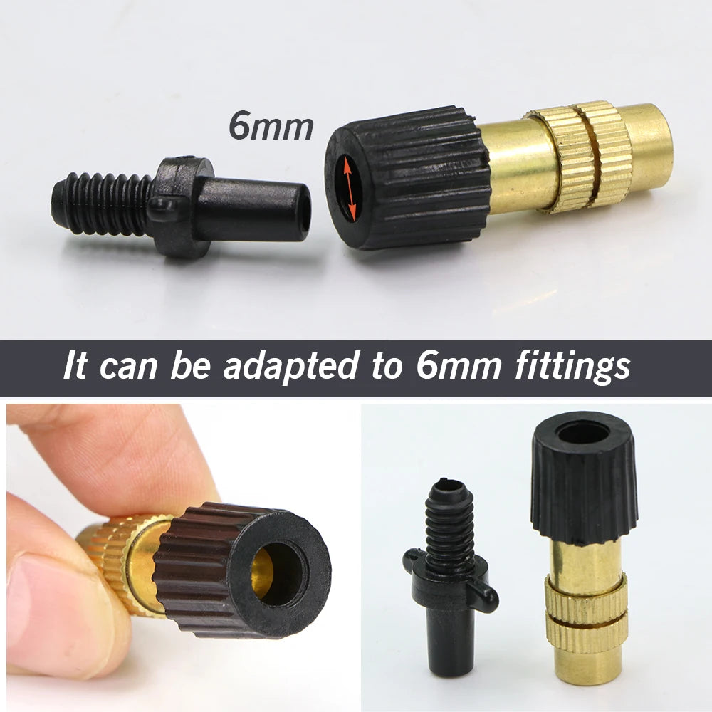 Micro Drip Irrigation Misting Brass Nozzle, Humidificação do Jardim, Spray de Refrigeração, Juntas Rápidas, 5 Estilos, 4mm, 7mm, 1/4 ", 10 Unidades