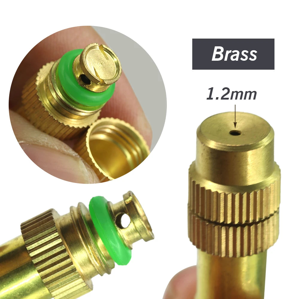 Micro Drip Irrigation Misting Brass Nozzle, Humidificação do Jardim, Spray de Refrigeração, Juntas Rápidas, 5 Estilos, 4mm, 7mm, 1/4 ", 10 Unidades