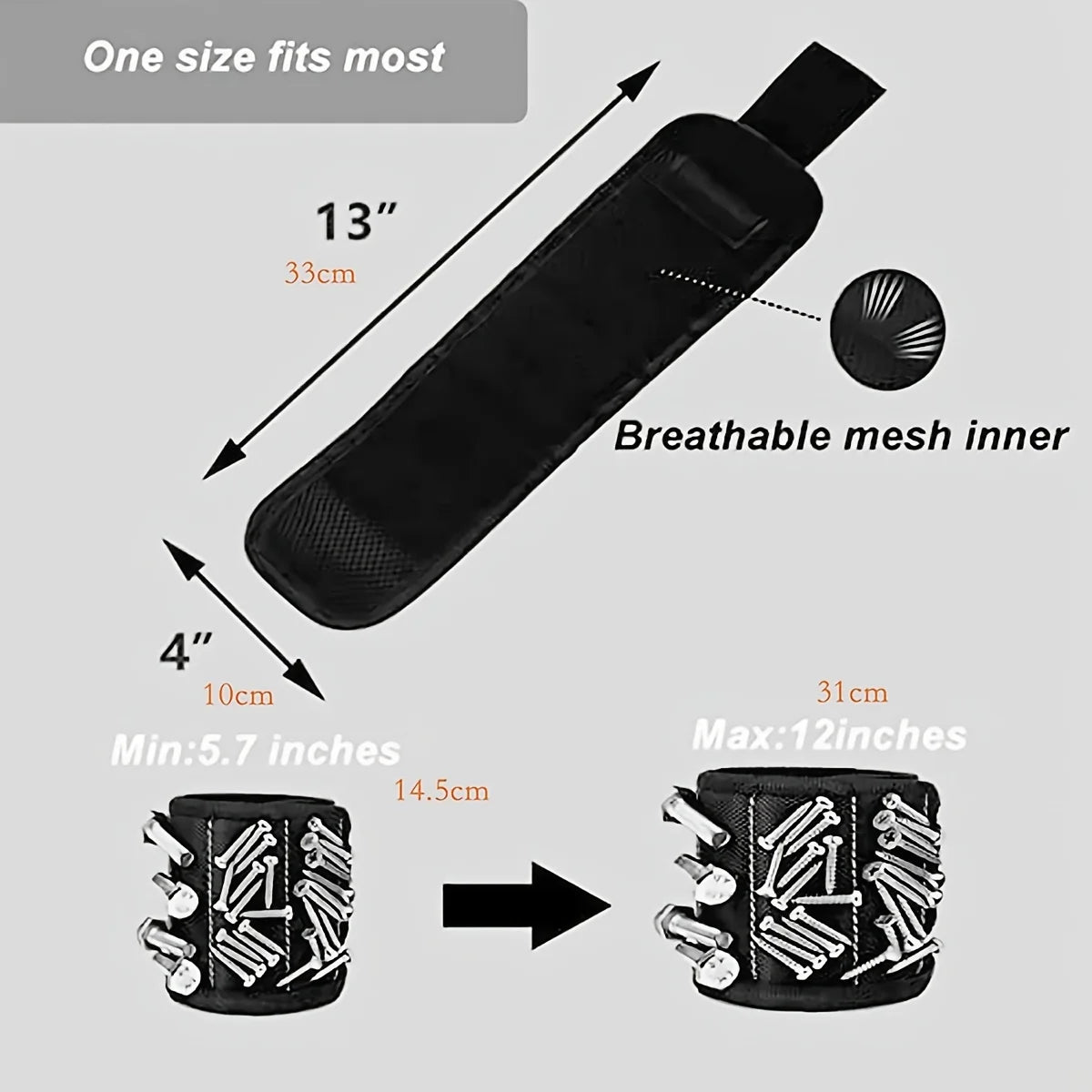 Pulseira magnética para segurar parafusos, pregos, brocas de perfuração, cintos de suporte de ferramenta de pulso com ímãs fortes, gadgets legais para homens, mulheres