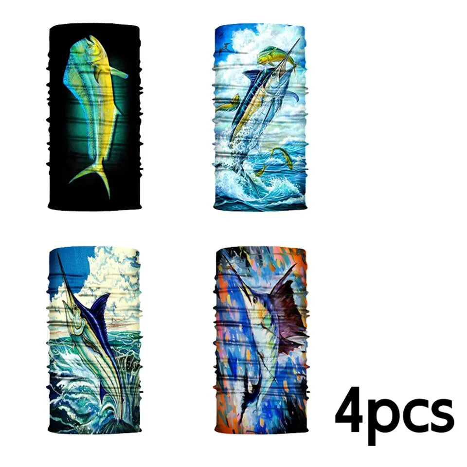 Lenços sem costura 4 pçs protetor solar de pesca máscaras faciais proteção uv à prova de vento respirável pescoço tubos magia bandana buffs para ciclismo