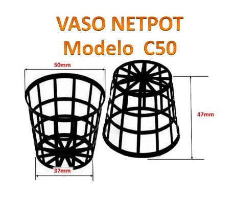 Vaso Hidroponia NETPOT para mudas - tamanho 5,2cm x 3,8cm x 4,6cm - 200 unidades