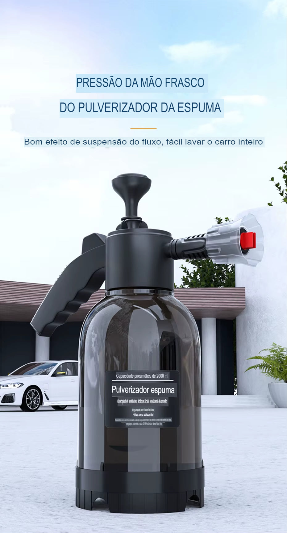 SEAMETAL-Pulverizador De Espuma De Bomba Manual, Lavadora Pneumática, Espuma De Neve, Alta Pressão, Garrafa De Spray De Lavagem De Carro, Limpeza Doméstica, 2L