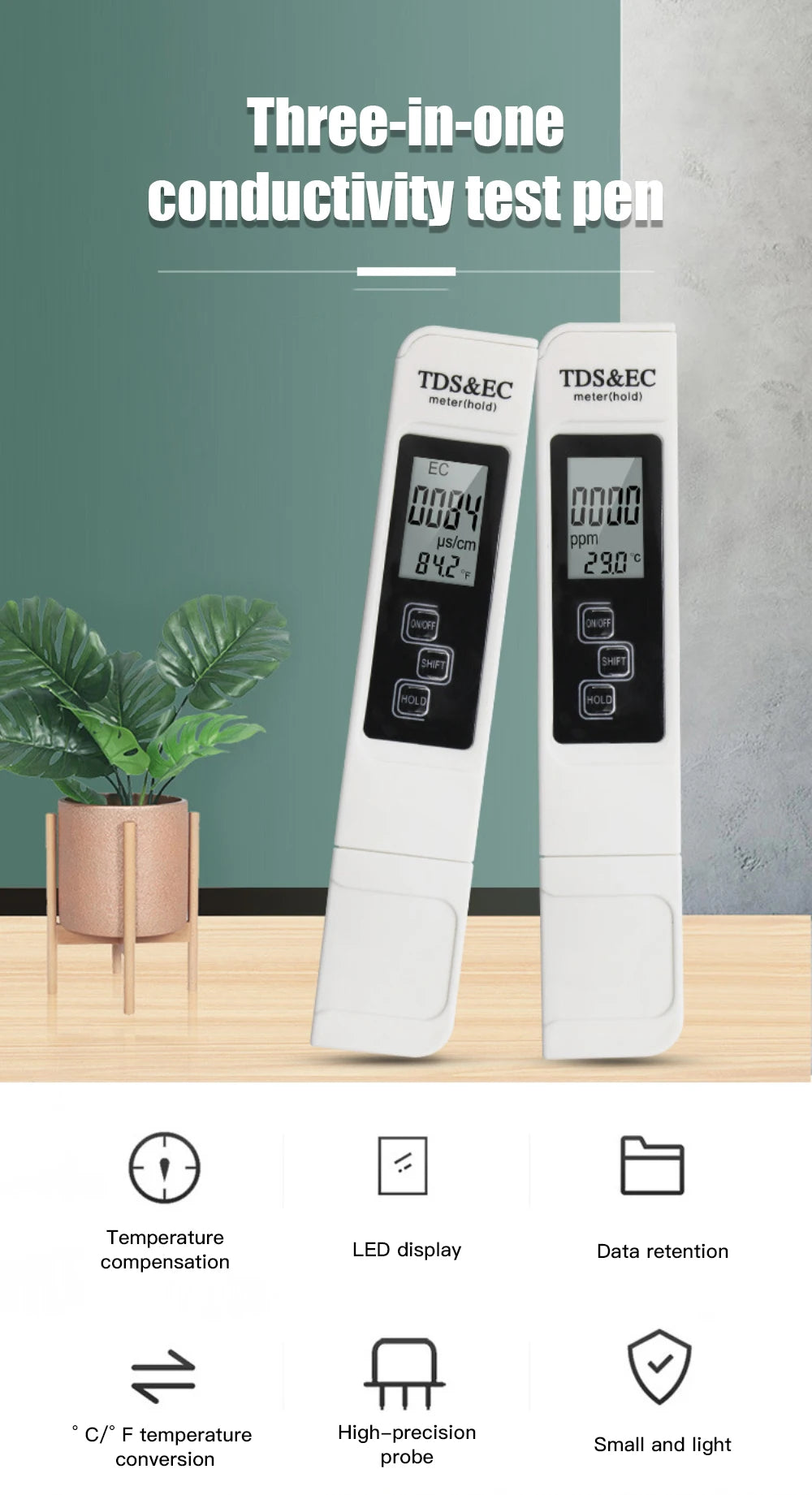 TDS Digital - Testador de Água, Caneta de Teste, Medidor de Qualidade da Água
