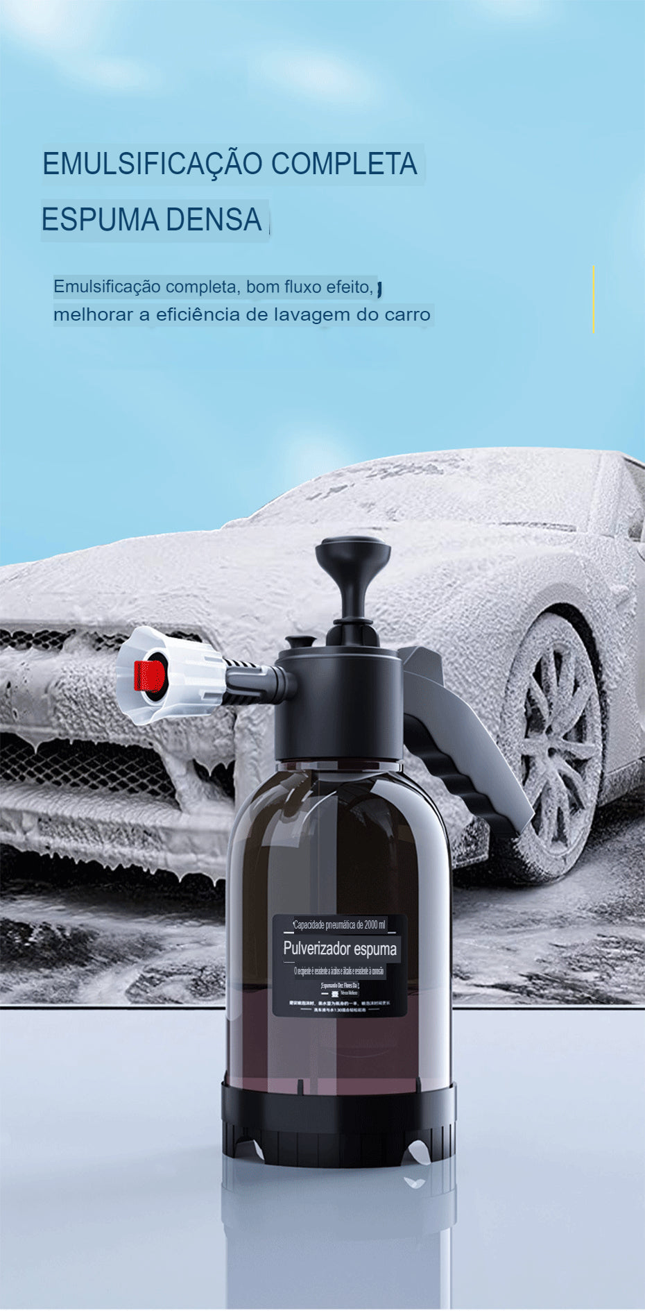 SEAMETAL-Pulverizador De Espuma De Bomba Manual, Lavadora Pneumática, Espuma De Neve, Alta Pressão, Garrafa De Spray De Lavagem De Carro, Limpeza Doméstica, 2L