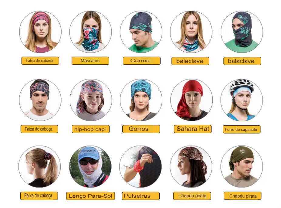 Lenços sem costura 4 pçs protetor solar de pesca máscaras faciais proteção uv à prova de vento respirável pescoço tubos magia bandana buffs para ciclismo